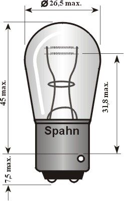 SPAHN GLÜHLAMPEN lemputė, rūko/galinis žibintas 2015